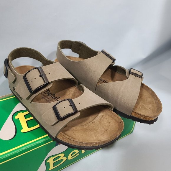 Betula Beat Birkenstock Footbed Sandals Stone EU39 US8.5 Narrow NIB - Picture 6 of 11